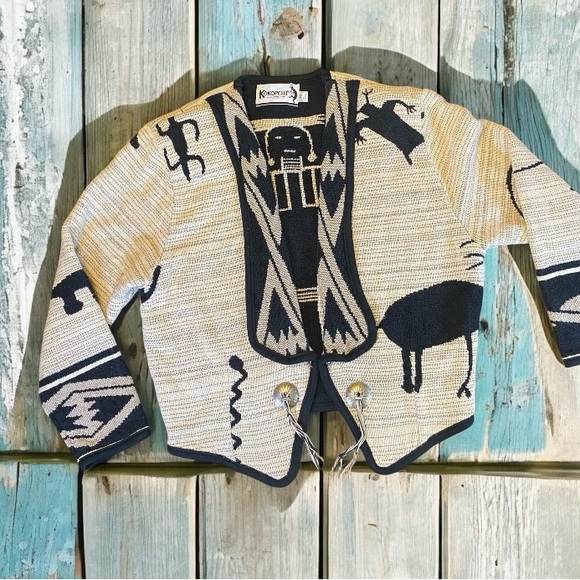 Vintage Women's Kokopelli South Western Shrug Jacket Aztec Tribal USA Size M - Picture 1 of 13